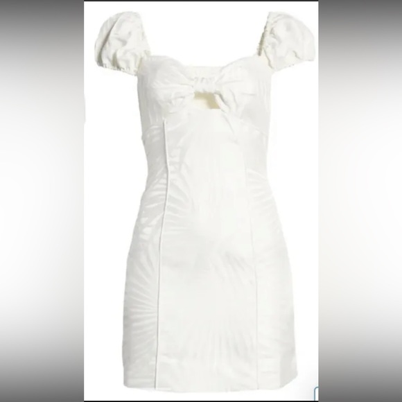 Significant Other -Leaf Jacquard Sweetheart Minidress new sz 8 NWT White Cutout - Picture 2 of 7